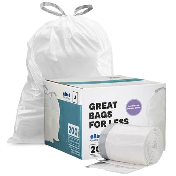 Plasticplace 25.25 in. x 32.75 in., 13 gal. - 17 gal. White Drawstring Trash Bags simplehuman Code Q Compatible (200-Count 2-Pack)