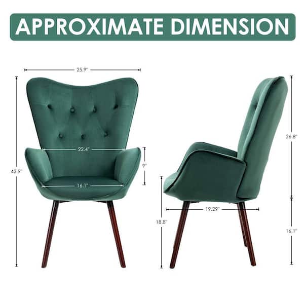 Homy Casa Kas Green Velvet Tufted Arm Chair KAS KD VELVET Homy Casa Kas Green Velvet Tufted Arm Chair KAS KD VELVET