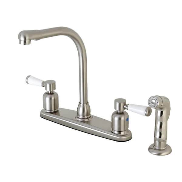 Kingston Brass Paris 2-Handle Standard Kitchen Faucet and Sprayer in Brushed Nickel