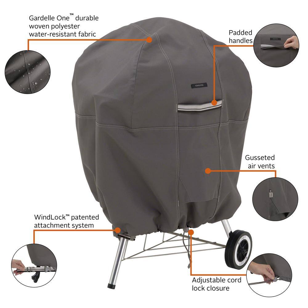 Ravenna Water-Resistant Gray BBQ Grill Cover with Cinch Cord