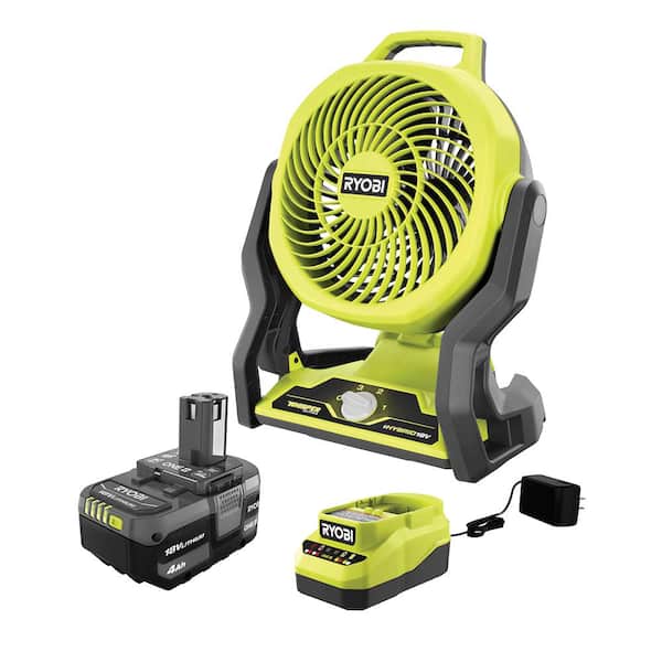RYOBI ONE+ 18V Cordless Hybrid WHISPER SERIES 7-1/2 in. Fan Kit with 4.0 Ah Battery and Charger