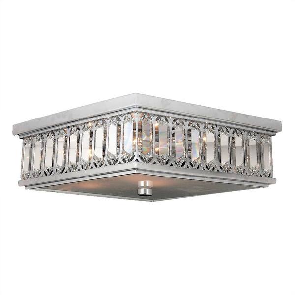 Worldwide Lighting Athens 6-Light Chrome Flush Mount with Clear Crystal