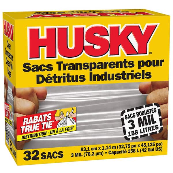 Husky 42 Gal. Clean Contractor Trash Bags (32-Count) HC42WC032C - The Home  Depot