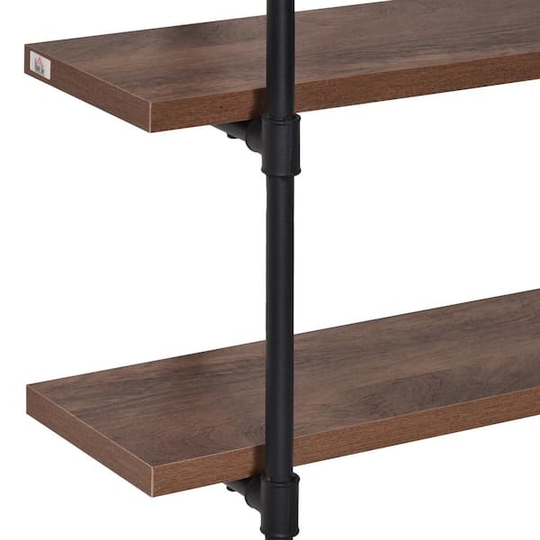 Brown Two-Tiered Metal Wall Shelf