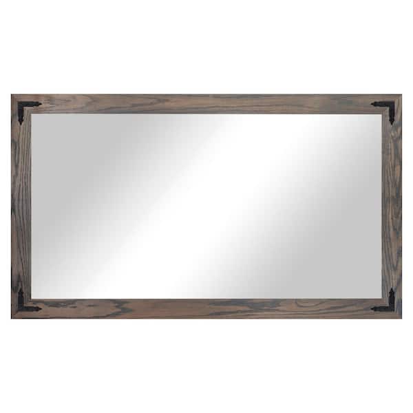 Rayne Mirrors (33 in. W x 54 in. H) Carbon Grey Hardwood Rectangle Mirror with Decorative Corner Bracket