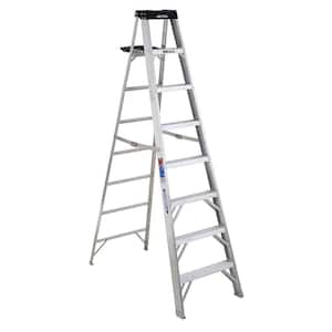 8 ft. Aluminum Step Ladder (12 ft. Reach Height), 300 lbs. Load Capacity Type IA