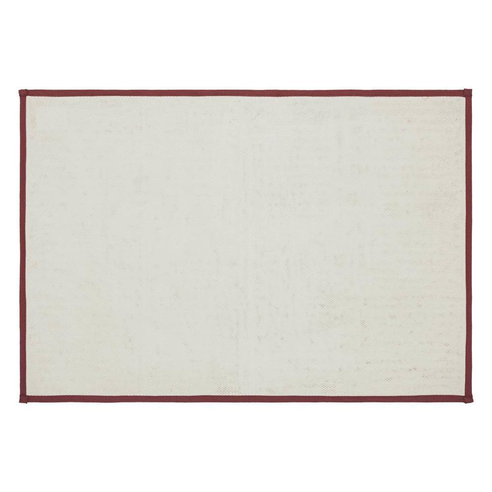Connell Burgundy and Tan Cotton Bath Mat, 20" x 30"