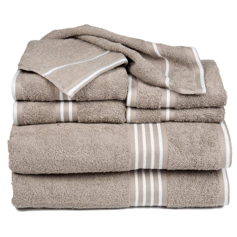 Lavish Home 8Piece Taupe Rio Egyptian Cotton Bath Towel Set 670022T