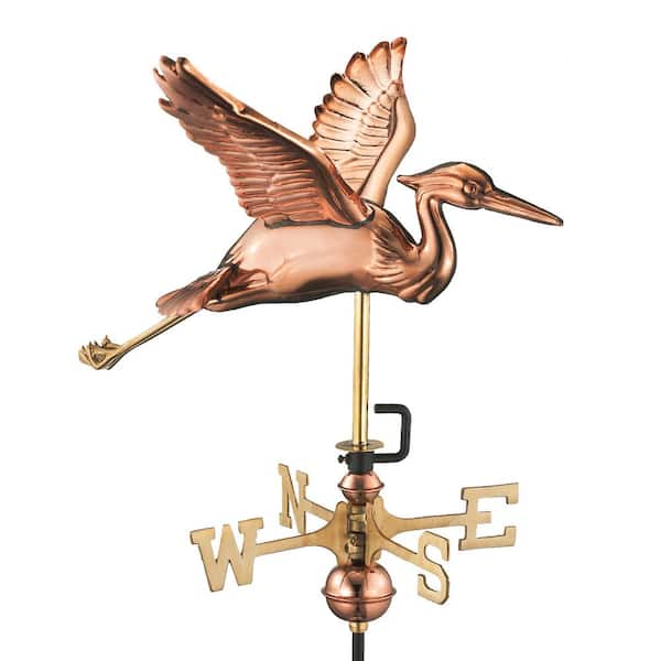 Good Directions Blue Heron Cottage Weathervane - Pure Copper with Roof Mount