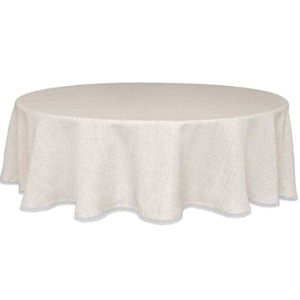 Lenox French Perle Solid Tablecloth, Natural - 70"W x 70"L Round
