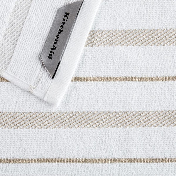 Clorox Clorox White & Tan Accent-Stripe Dishcloth, 3-Pack