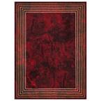 Tokyo Collection Non-Slip Rubberback Border Design 5x7 Indoor Area Rug, 5 ft. x 6 ft. 6 in., Red