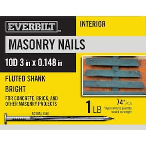 10D 3 in. Fluted Masonry Nails Bright 1 lb (Approximately 74 Pieces)