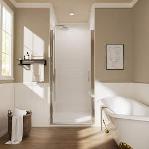 36 in. W x 72 in. H Frameless Hinged Shower Door with Tempered Clear Glass in Chrome