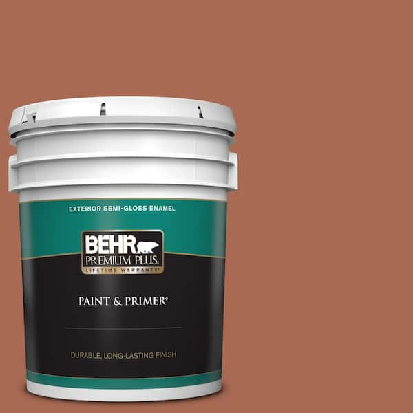 BEHR PREMIUM PLUS 5 gal. #220D-7 Mojave Sunset Semi-Gloss Enamel Exterior Paint & Primer