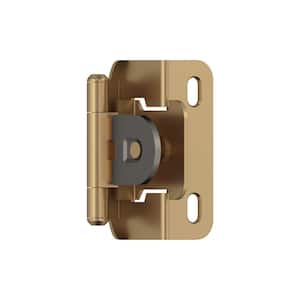 Champagne Bronze 1/2 in. (13 mm) Overlay Single Demountable, Partial Wrap Cabinet Hinge (2-Pack)