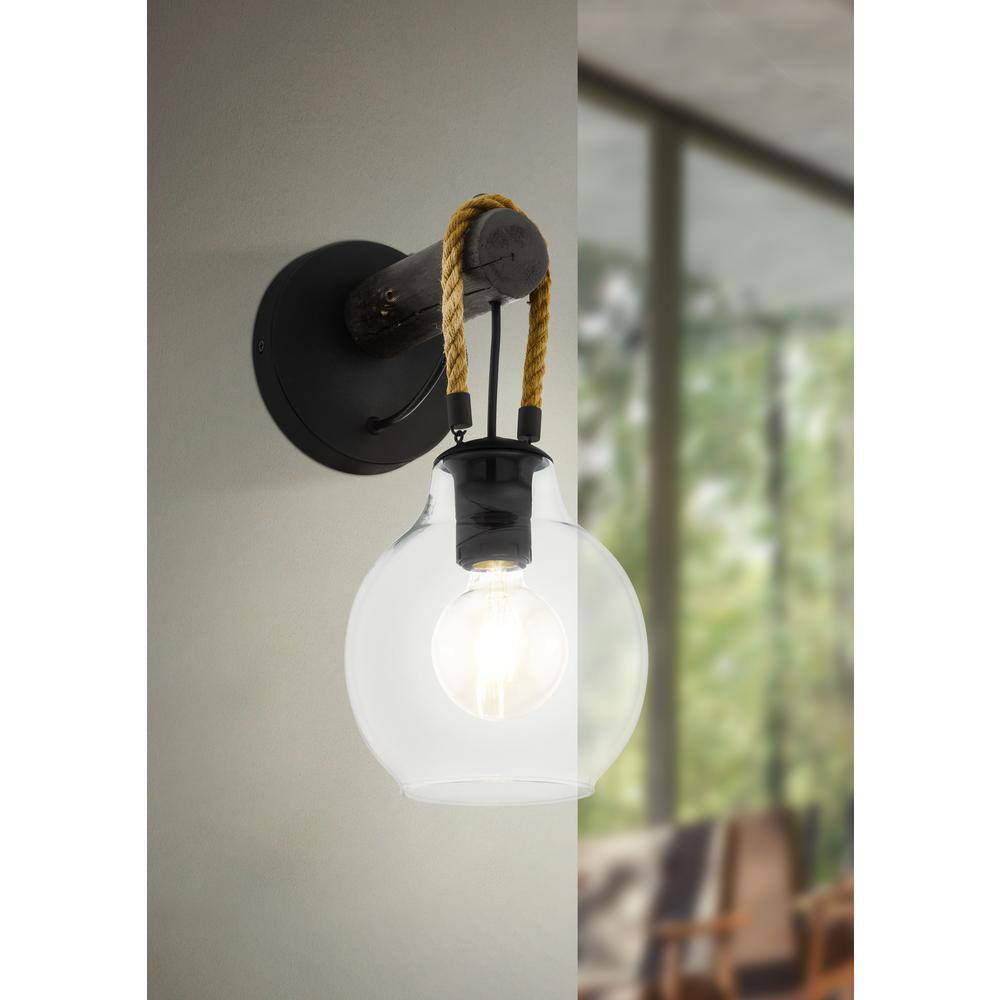 Black and Clear Glass Dimmable Wall Sconce