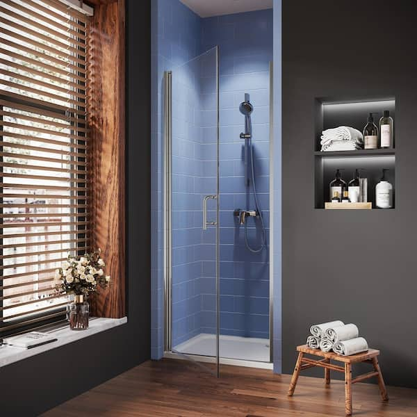 AZDHOME 32-33.3 in. W x 72 in. H Frameless Pivot Shower Door in Chorme With 1/4 in Thick Clear SGCC Tempered Glass