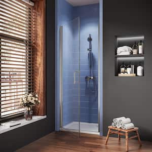 32-33.3 in. W x 72 in. H Frameless Pivot Shower Door in Chorme With 1/4 in Thick Clear SGCC Tempered Glass