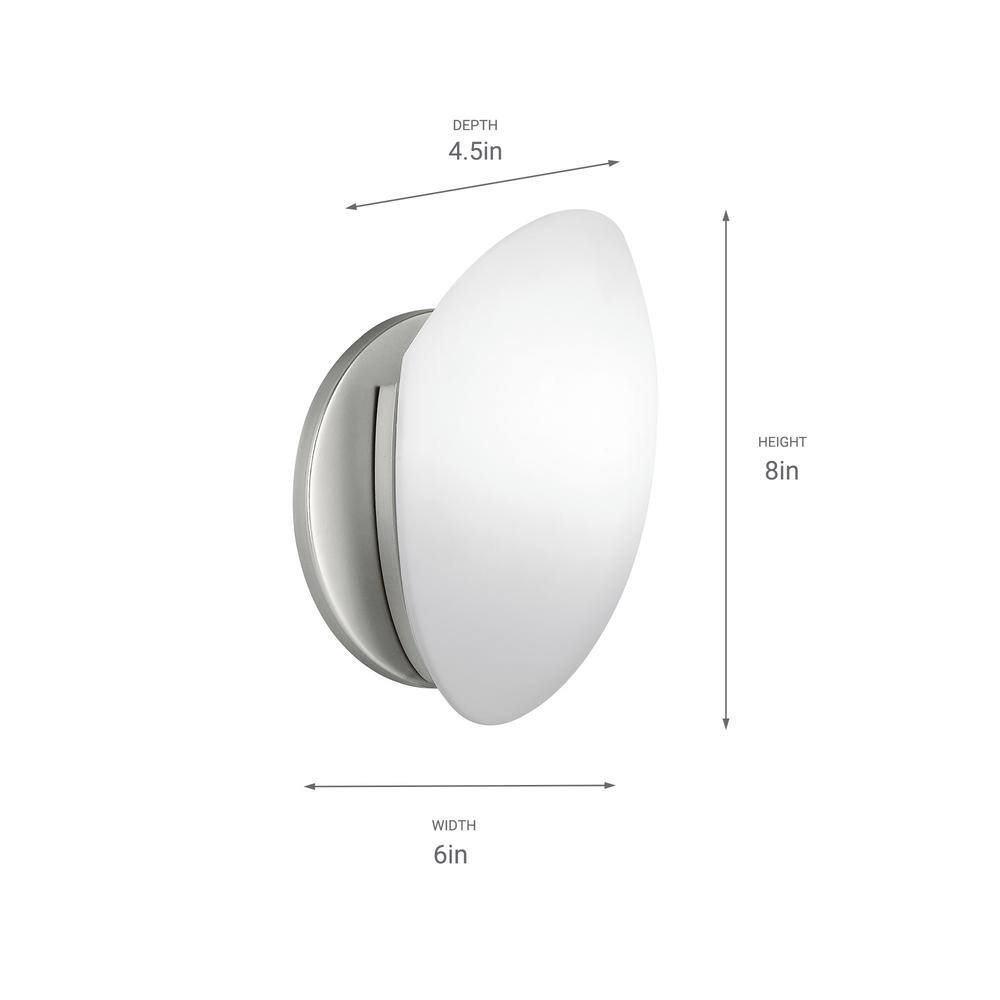 Modern Elegance 8" Brushed Nickel Wall Sconce with White Alabaster Glass