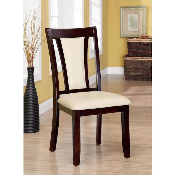 William's Home Furnishing BRENT Dark Cherry and Ivory Transitional Style Side Chair