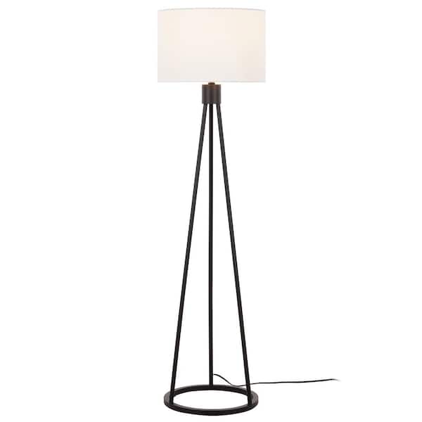 Higgins 56.25 in. Black Tripod Floor Lamp with Round Base