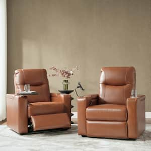 Hermi Saddle Transitional Genuine Leather Storage Recliner with USB (Set of 2)