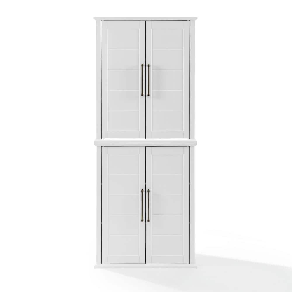 Bartlett Tall White MDF Freestanding Storage Pantry with Adjustable Shelves