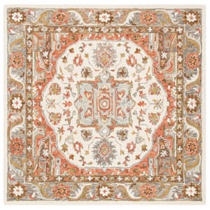 Trace Ivory/Red 6 ft. x 6 ft. Persian Square Area Rug