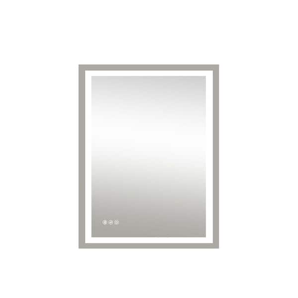 Unbranded 28 in. W x 36 in. H Rectangular Framless Anti-Fog Dimmable LED Mirror with Front and Backlight