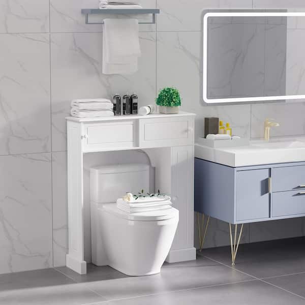 13.5 in. W x 7.75 in. D x 65 in. H White Toilet Bathroom Linen Cabinet