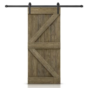 K Series 20 in. x 84 in. Aged Barrel Stained DIY Knotty Pine Wood Interior Sliding Barn Door with Hardware Kit