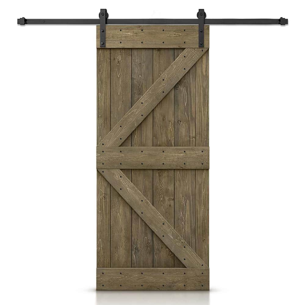 46 in. x 84 in. K-Series Aged Barrel Stained DIY Knotty Pine Wood Interior Sliding Barn Door with Hardware Kit price history on PriceWatchPro