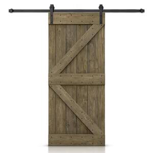 46 in. x 84 in. K-Series Aged Barrel Stained DIY Knotty Pine Wood Interior Sliding Barn Door with Hardware Kit