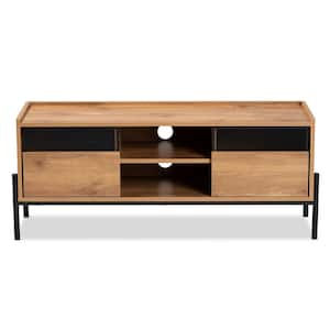 Tasman 45.3 in. Natural Brown and Black TV Stand Fits TV's up to 48 in.