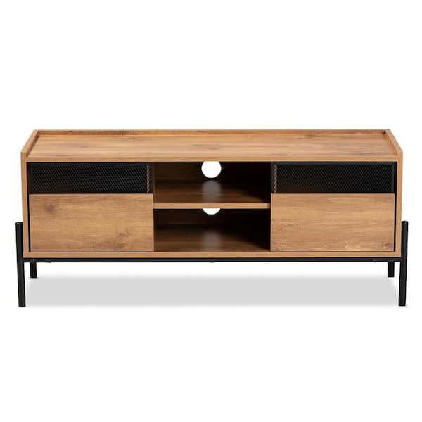 Baxton Studio Tasman 45.3 in. Natural Brown and Black TV Stand