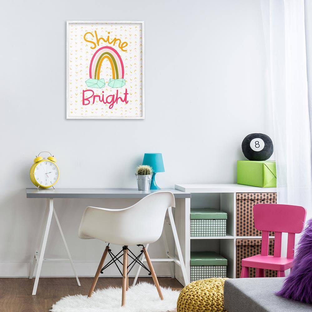 Shine Bright Geometric Rainbow by Mandy Ford Art + Illustration White Framed Typography Giclee Art Print 30 in. x 24 in. price history on PriceWatchPro