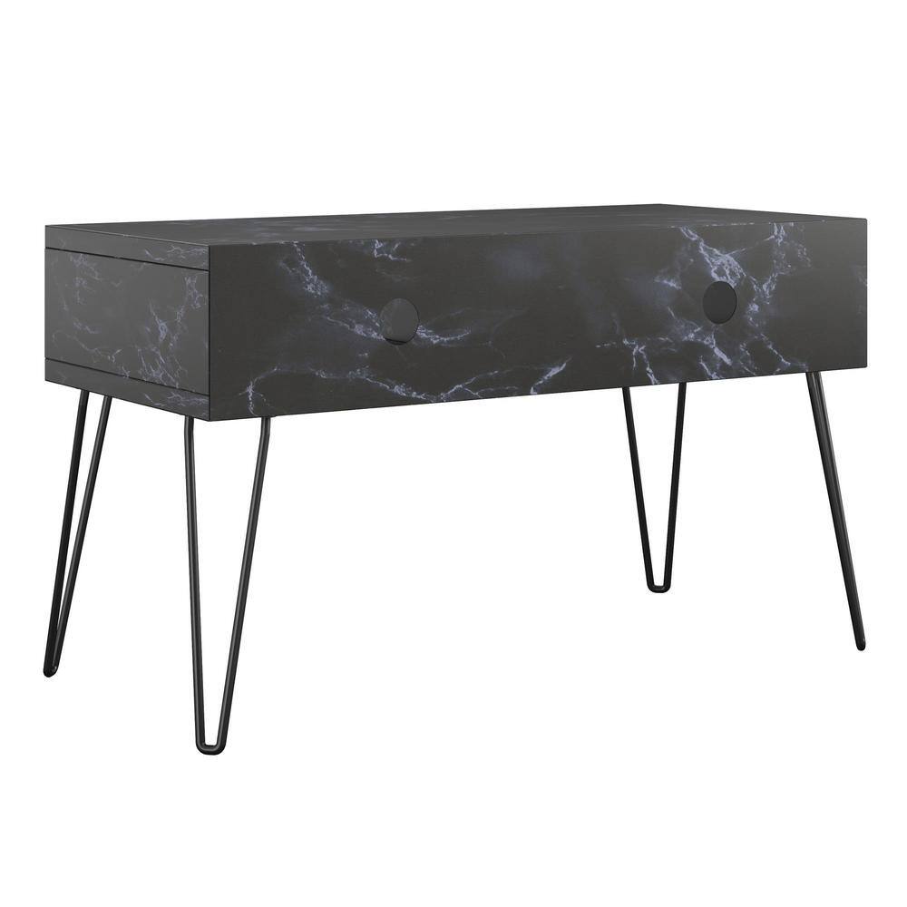 Athena 42'' Sleek Black Faux Marble TV Stand