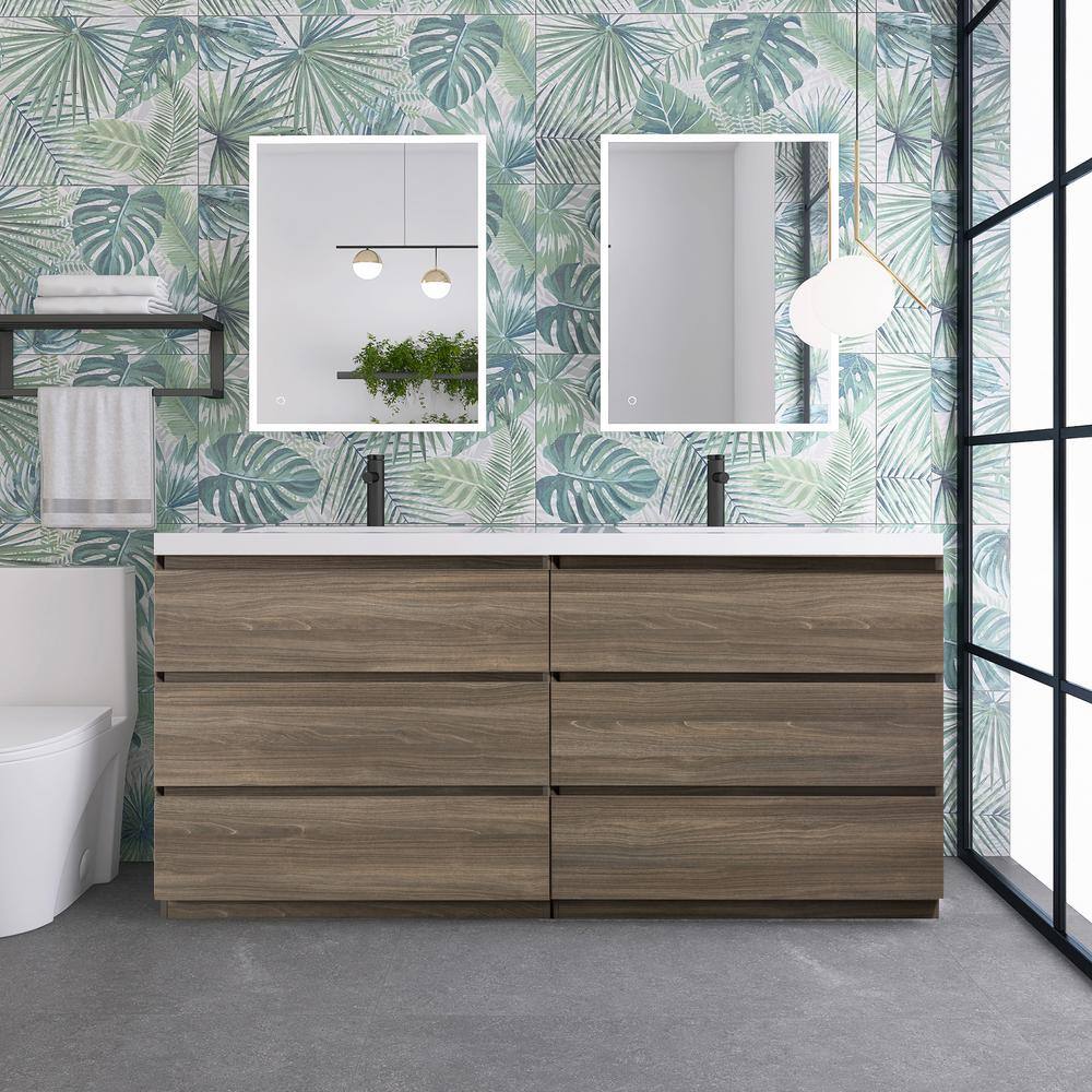 72 in. W x 21 in. D x 34 in. H Freestanding Bathroom Vanity in Maple Grey w
