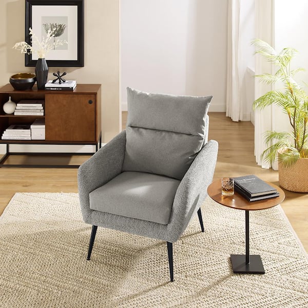 MIA Gray Fabric and Lamb Fleece Accent Arm Chair