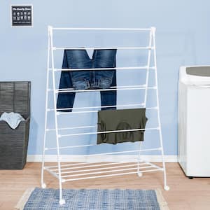 22 in. x 58 in. White Steel Portable Clothes Drying Rack with A-Frame Design