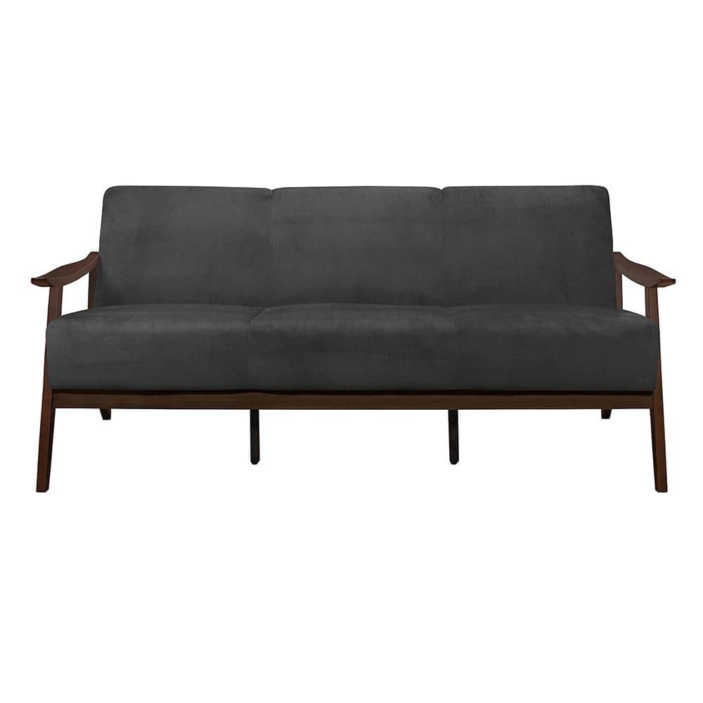 Lonita 73 in. W Straight Arm Velvet Rectangle Sofa in. Dark Gray