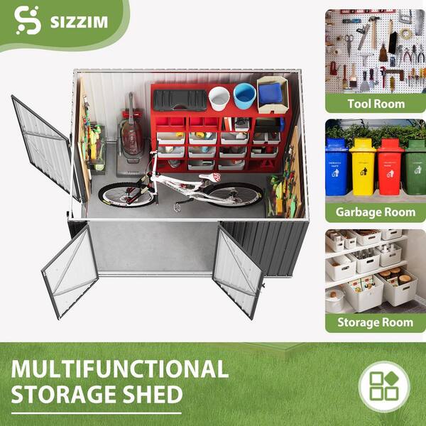 Sizzim Black 7.7 ft. W x 5.4 ft. D Outdoor Lean to Storage