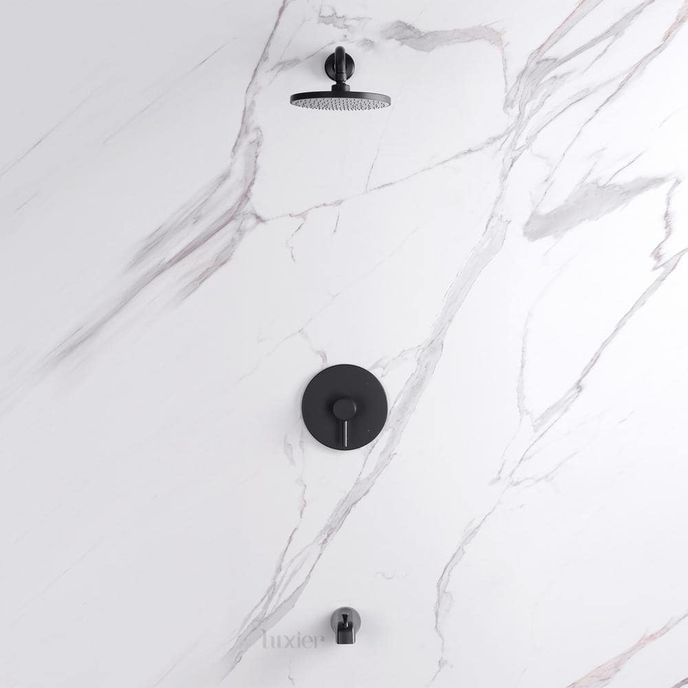 Matte Black Rainfall Wall Mounted Shower Faucet Set