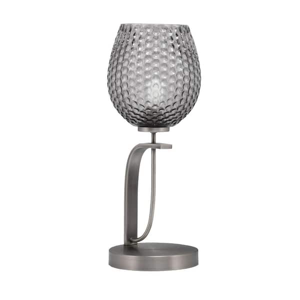 Unbranded Olympia 18.75 in. Graphite Piano Desk Lamp with Smoke Textured Glass Shade