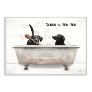 "Scrub a Dub Dub Quote Family Pet Dog Bath" by Lori Deiter Unframed Typography Wood Wall Art Print 10 in. x 15 in.