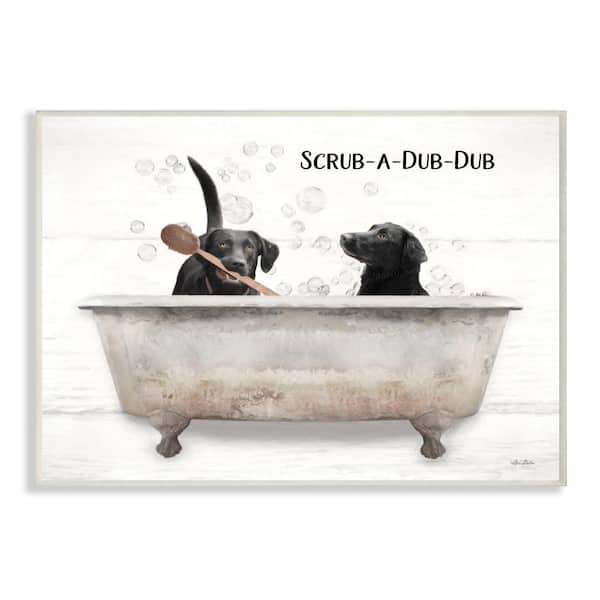 Stupell Industries "Scrub a Dub Dub Quote Family Pet Dog Bath" by Lori Deiter Unframed Typography Wood Wall Art Print 10 in. x 15 in.