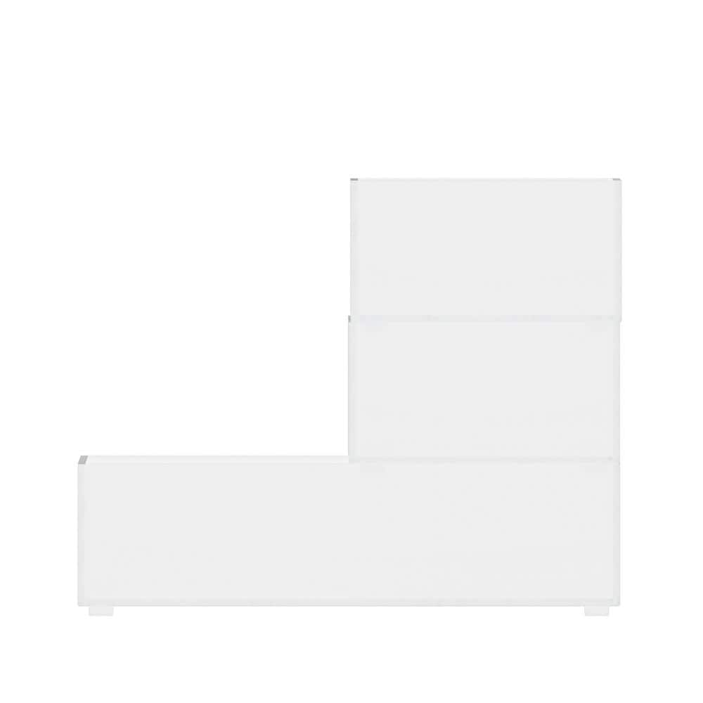 Clear and White Stackable Plastic Storage Bins with Wood Lids, 3-Pack