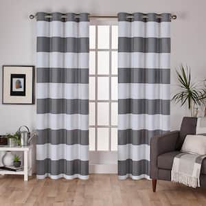 Surfside Black Pearl Stripe Light Filtering Grommet Top Curtain, 54 in. W x 84 in. L (Set of 2)