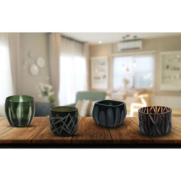 ASPEN Creative CORPORATION:Aspen Creative Corporation Green Glass Votive Candle Holder (Set of 2)